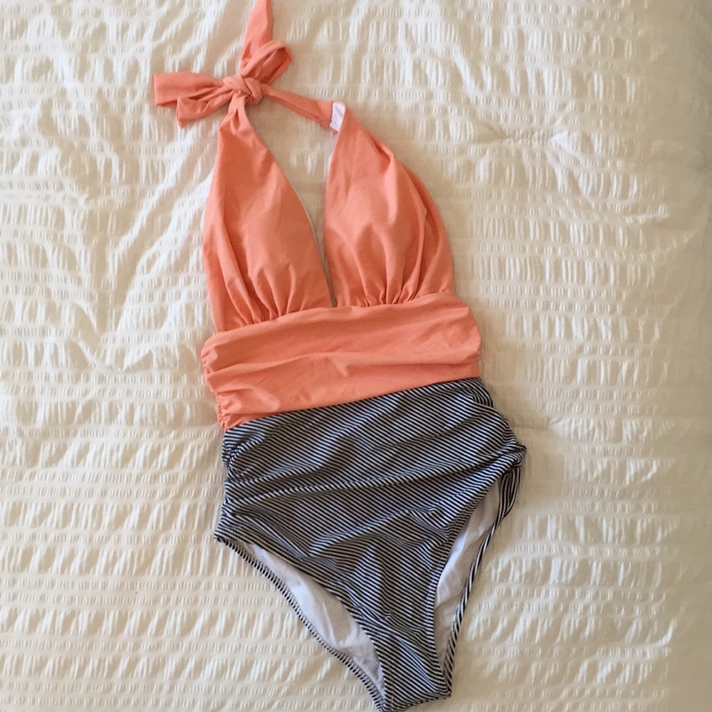 Peach & Stripped One Piece